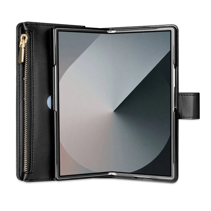 For Samsung Galaxy Z Fold8 Ultra Case Rhombus Stitching Leather Wallet Phone Cover with Long    /    Short Strap - Black - 5