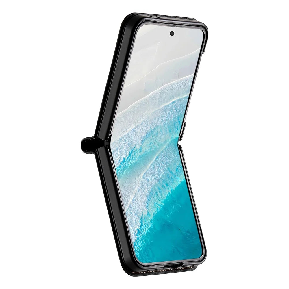 N.BEKUS For Samsung Galaxy Z Flip8 Case Card Slot PU + PC Phone Back Cover - Black - 4