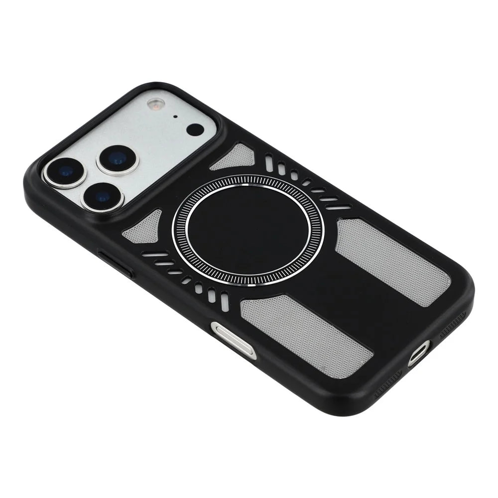 For iPhone 17 Pro Max Magnetic Case Heat Dissipation Hard PC Scratch Resistant Phone Cover - Black - 3