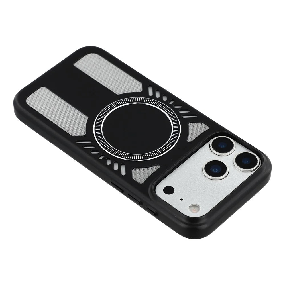 For iPhone 17 Pro Max Magnetic Case Heat Dissipation Hard PC Scratch Resistant Phone Cover - Black - 4