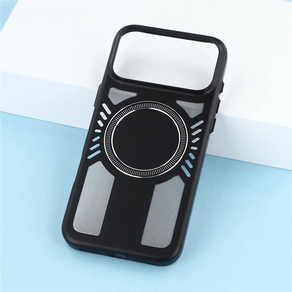 For iPhone 17 Pro Max Magnetic Case Heat Dissipation Hard PC Scratch Resistant Phone Cover - Black - 5