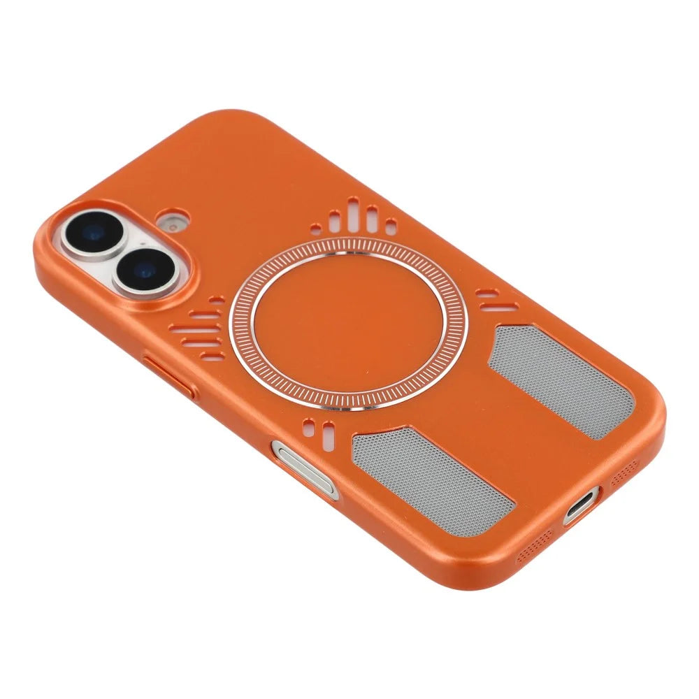For iPhone 17 Magnetic Case Heat Dissipation Hard PC Scratch Resistant Phone Cover - Orange - 3