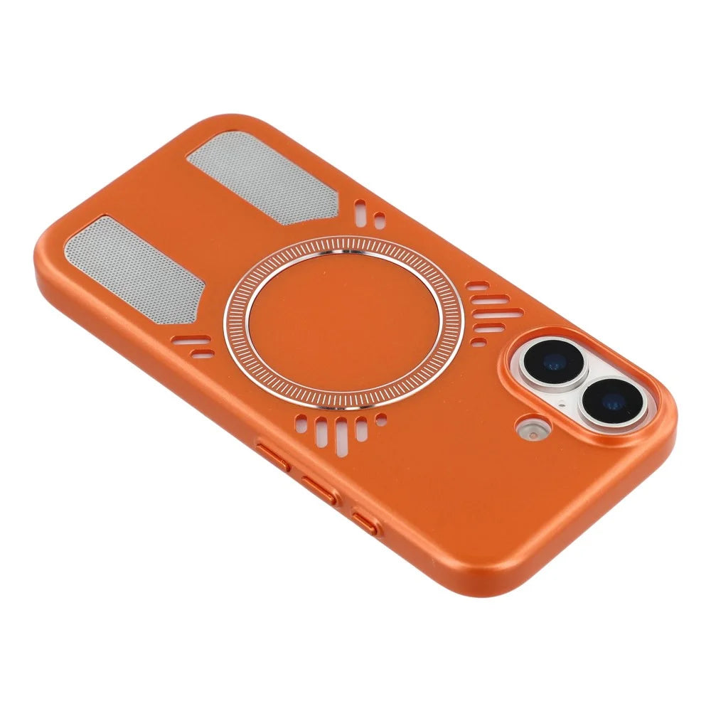 For iPhone 17 Magnetic Case Heat Dissipation Hard PC Scratch Resistant Phone Cover - Orange - 4
