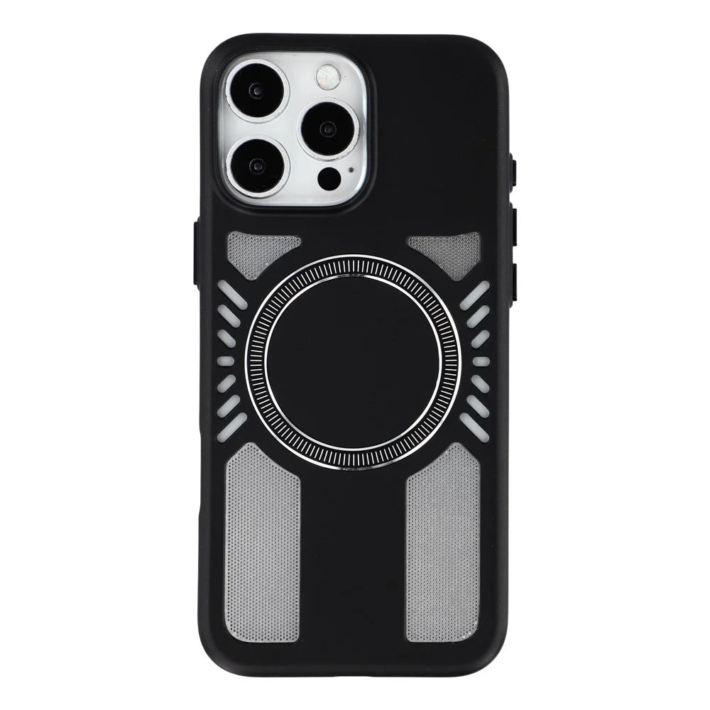 For iPhone 15 Pro Max Magnetic Case Heat Dissipation Hard PC Scratch Resistant Phone Cover - Black - 1