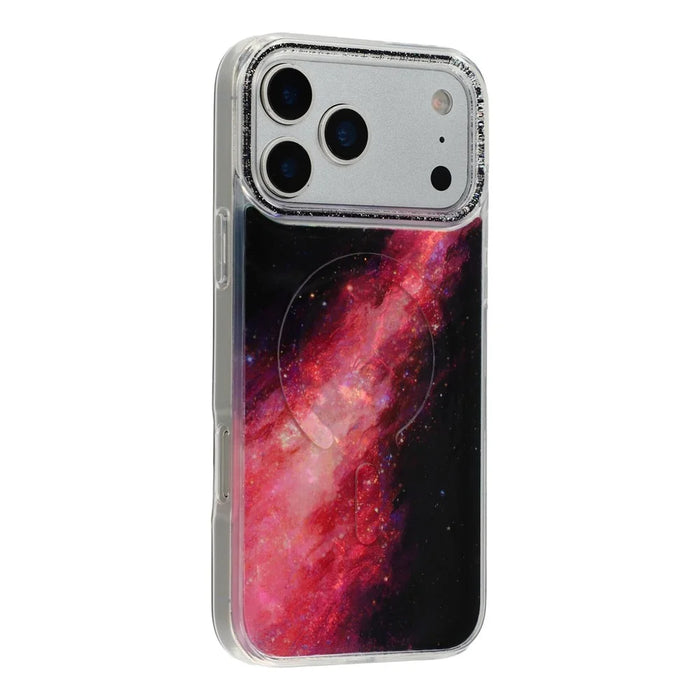 For iPhone 17 Pro Magnetic Case Shell Pattern Gradient PC+TPU Epoxy Phone Cover - Black - 1