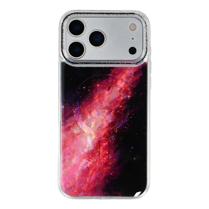 For iPhone 17 Pro Magnetic Case Shell Pattern Gradient PC+TPU Epoxy Phone Cover - Black - 2