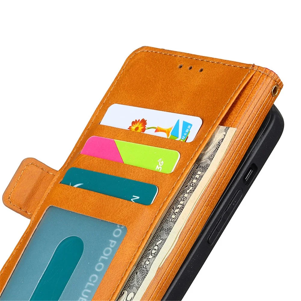 For iPhone 14 Pro Splicing Design Canvas+PU Leather+TPU Phone Case Magnetic Clasp Phone Stand Wallet Cover - Blue - 6