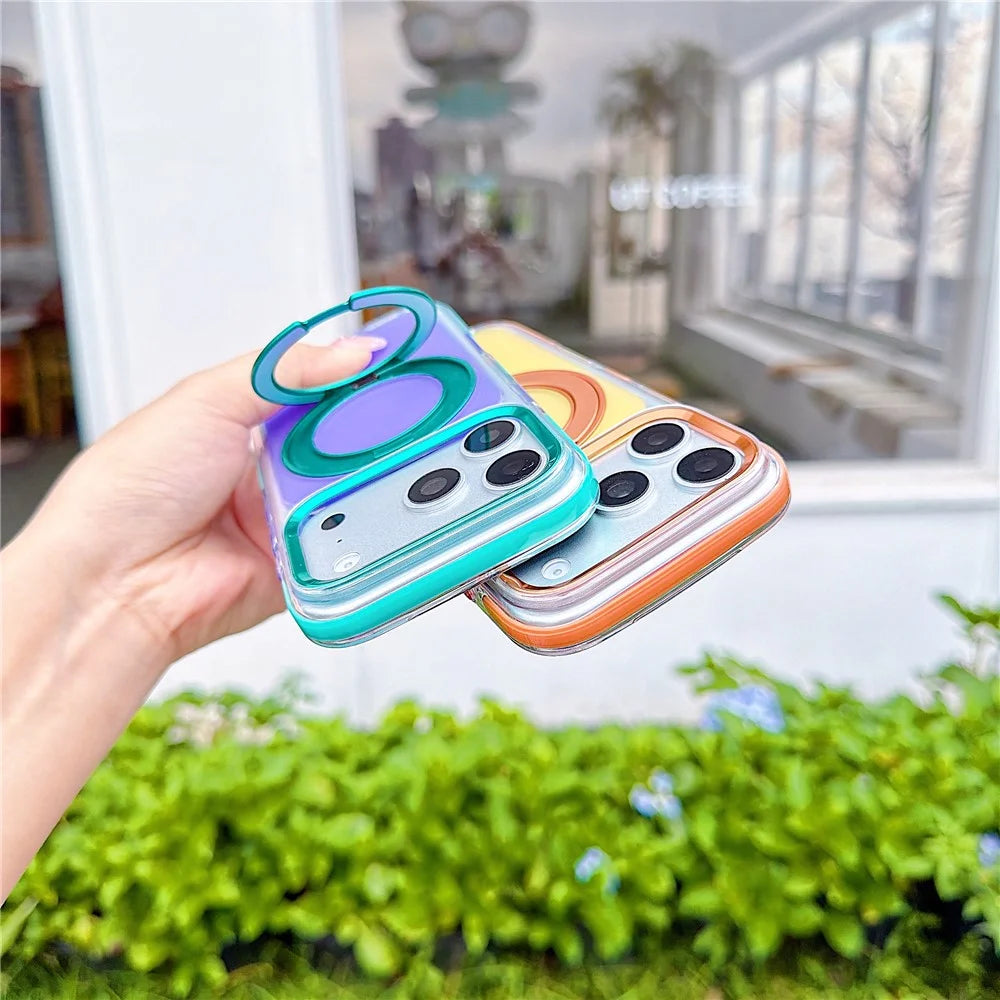 For iPhone 18 Pro Max / 17 Pro Max Case Rotating Kickstand TPU + Acrylic Color Contrast Design Phone Cover - Green - 3