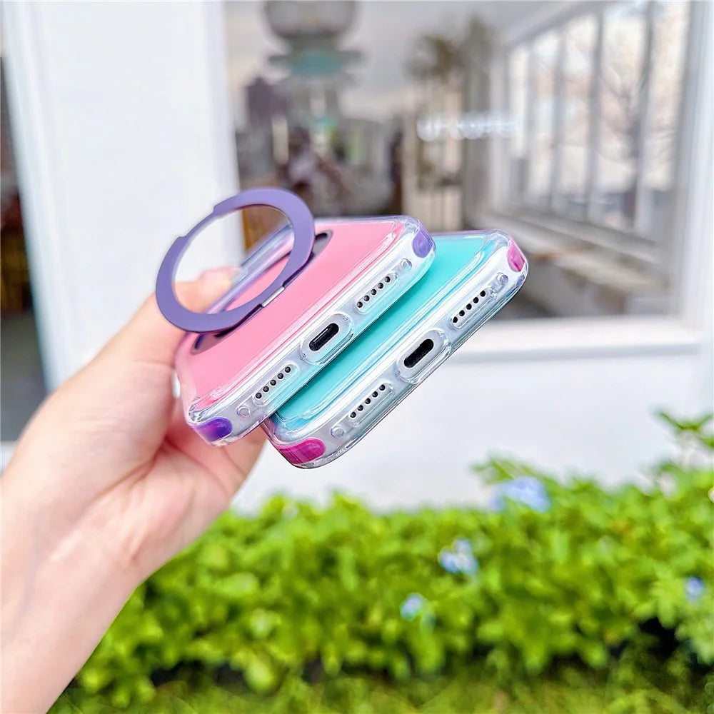 For iPhone 18 Pro Max / 17 Pro Max Case Rotating Kickstand TPU + Acrylic Color Contrast Design Phone Cover - Green - 4