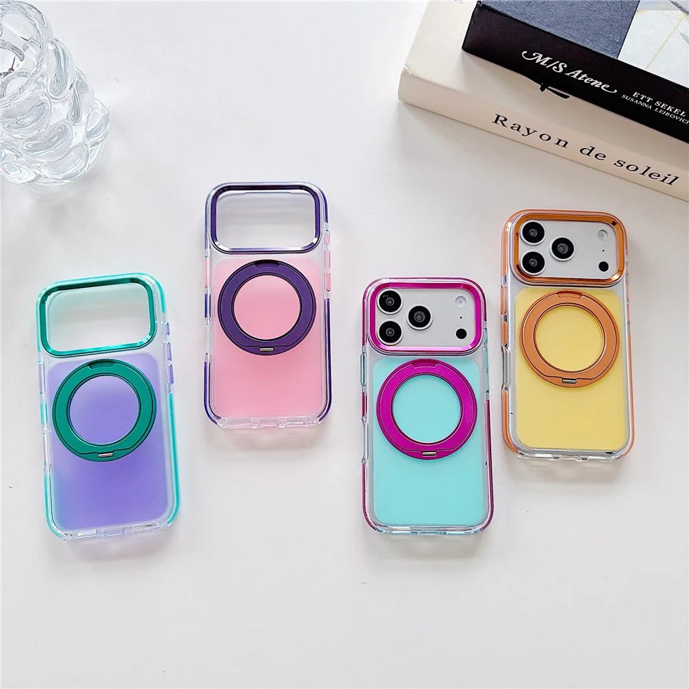 For iPhone 18 Pro Max / 17 Pro Max Case Rotating Kickstand TPU + Acrylic Color Contrast Design Phone Cover - Green - 7
