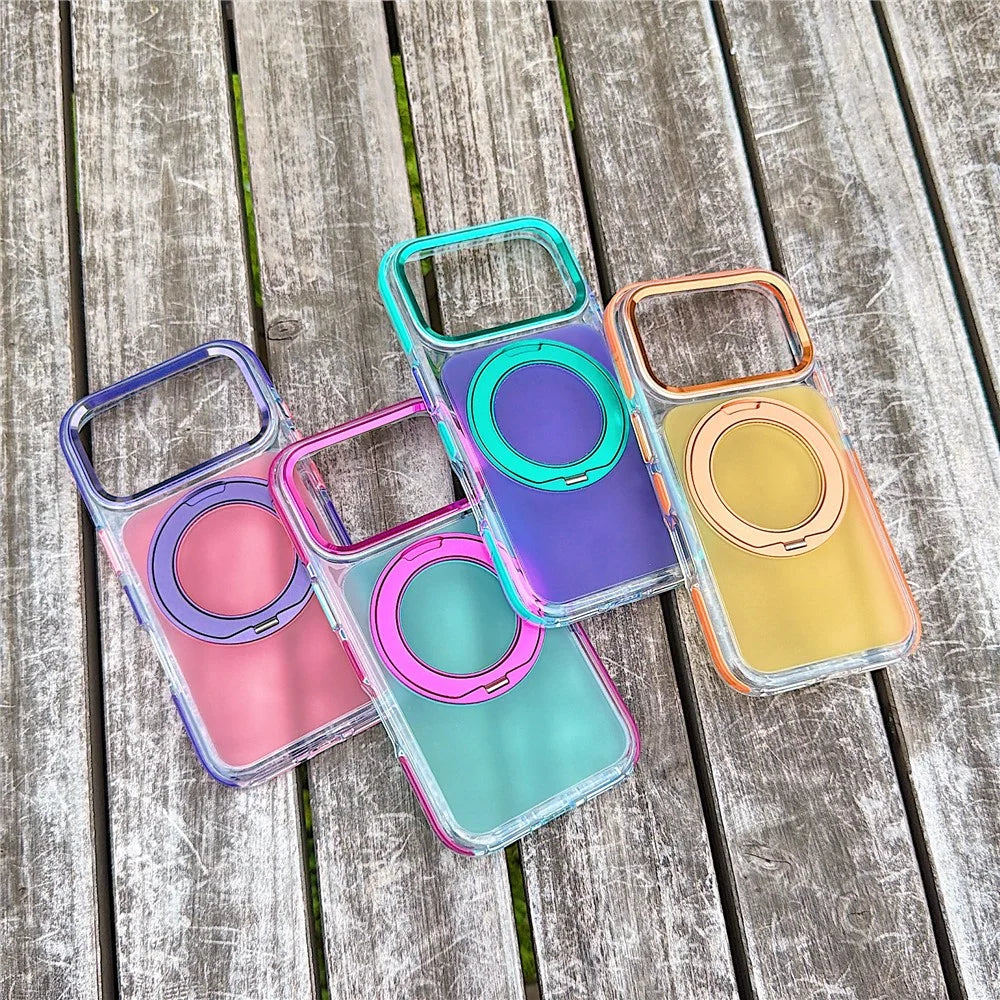 For iPhone 18 Pro / 17 Pro Case Rotating Kickstand TPU + Acrylic Color Contrast Design Phone Cover - Green - 6