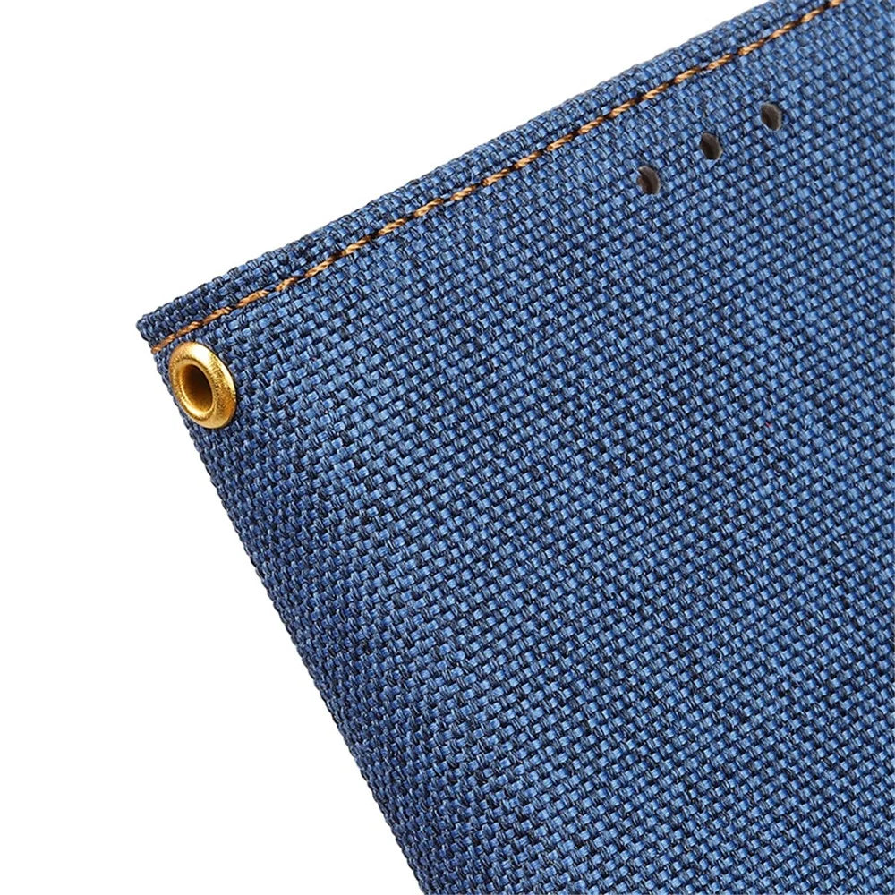 Bi-color Design Phone Stand Case Bag for iPhone 14 Pro Max, Anti-scratch Canvas+PU Leather+TPU Magnetic Clasp Wallet Cover - Blue - 7