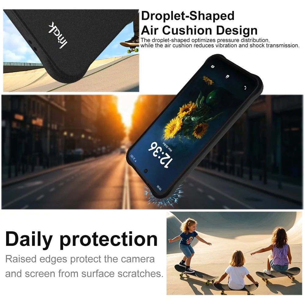 IMAK For TCL NxtPaper 70 Pro 5G Case TPU Phone Cover Airbag Shockproof Protection - Matte Black - 6