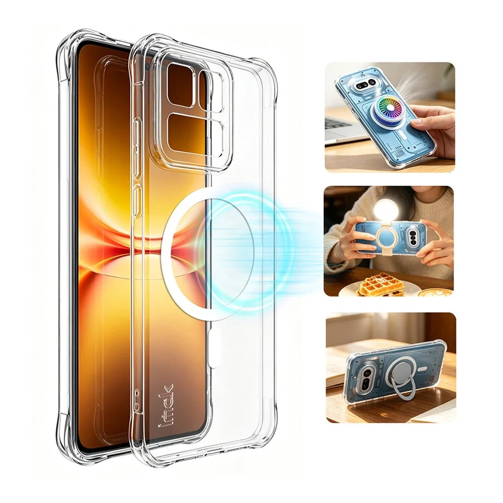IMAK for vivo iQOO 15T 5G Magnetic Case Airbag Shockproof Protection TPU Phone Cover - Transparent - 4
