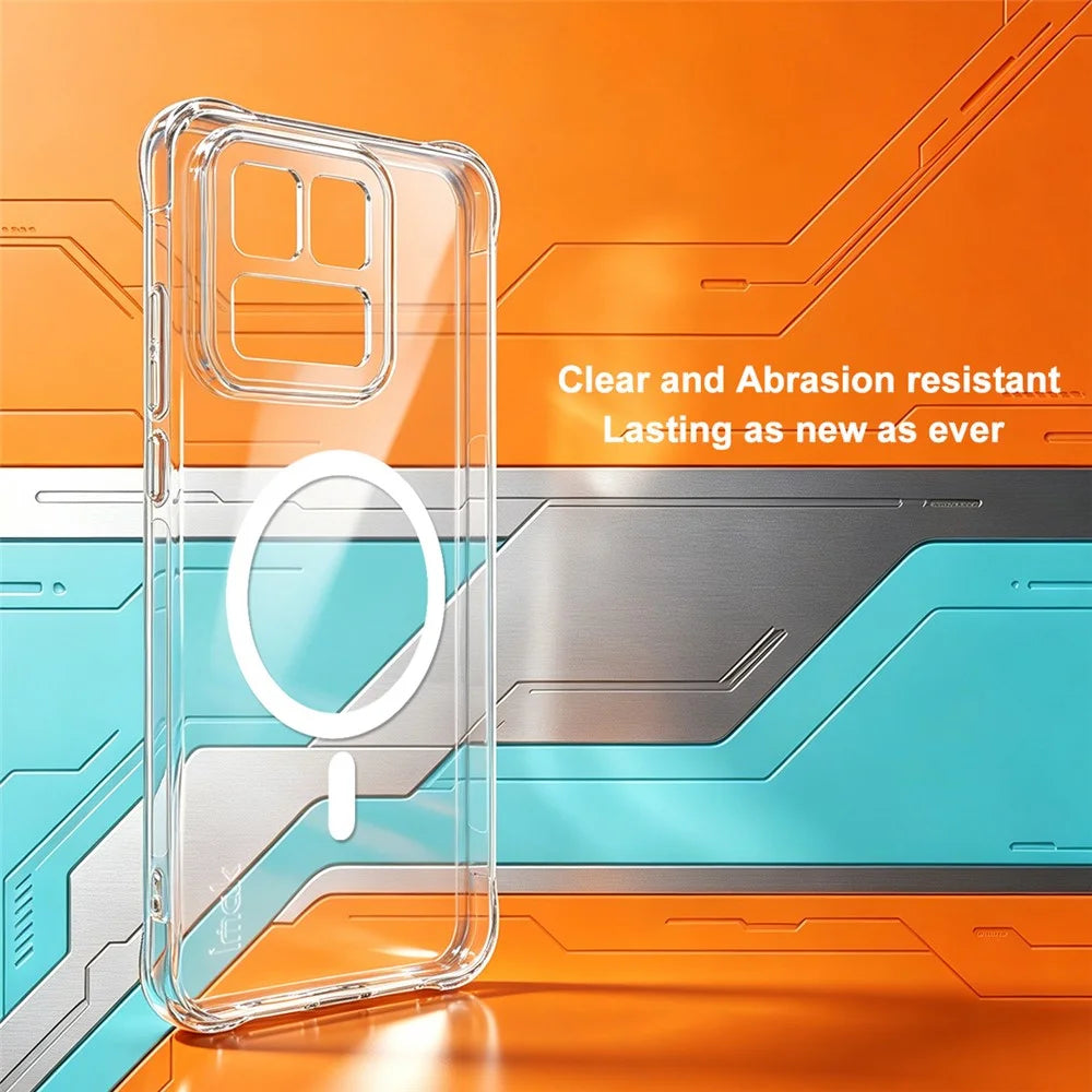 IMAK for vivo iQOO 15T 5G Magnetic Case Airbag Shockproof Protection TPU Phone Cover - Transparent - 5