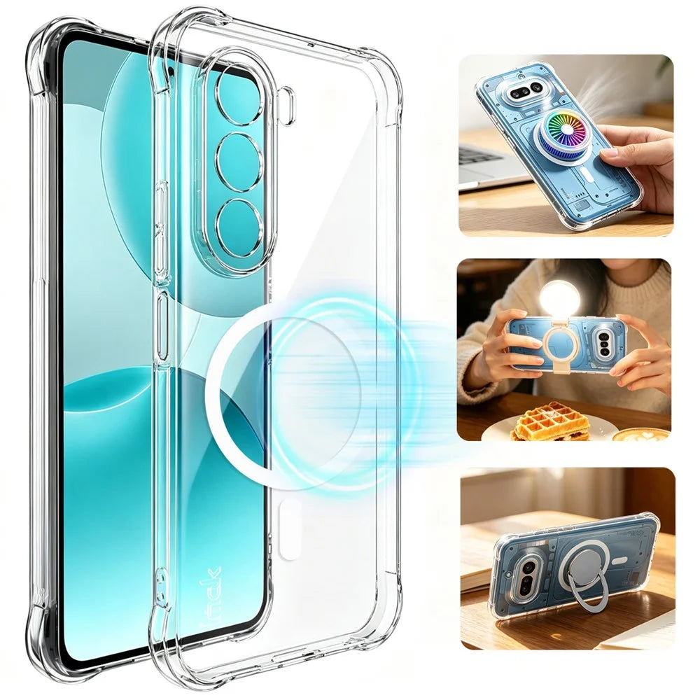 IMAK for OnePlus Nord CE6 Lite 5G  /  Realme P4x 5G Magnetic Case Airbag Shockproof Protection TPU Phone Cover - Transparent - 4
