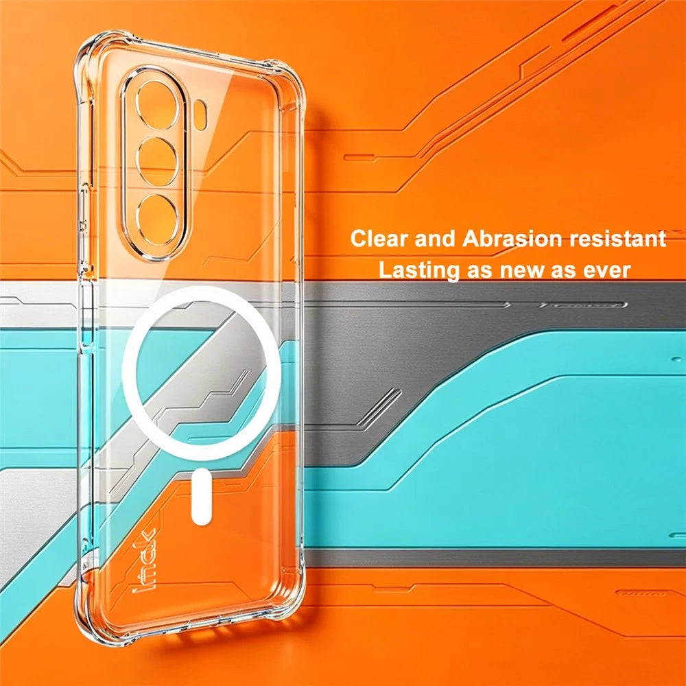 IMAK for OnePlus Nord CE6 Lite 5G  /  Realme P4x 5G Magnetic Case Airbag Shockproof Protection TPU Phone Cover - Transparent - 5