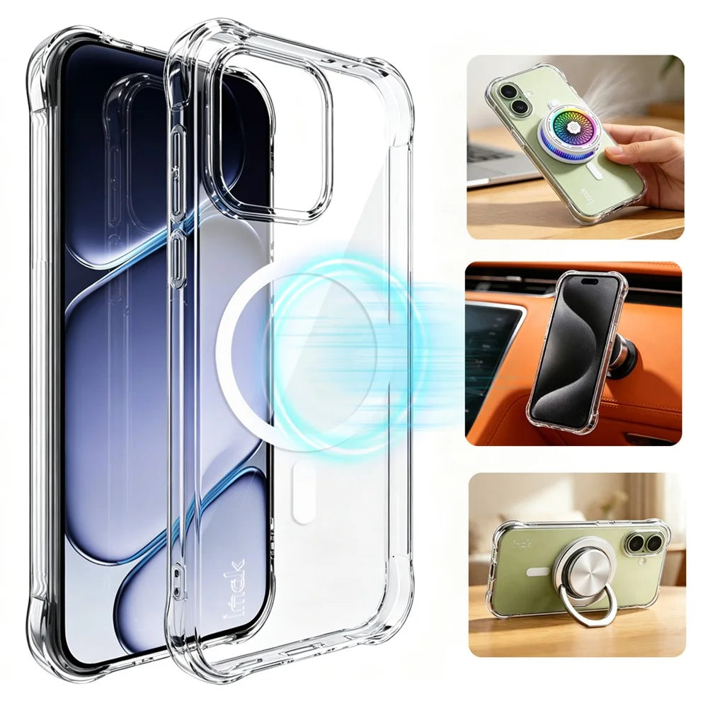 IMAK for OnePlus Nord CE6 5G Magnetic Case Airbag Shockproof Protection TPU Phone Cover - Transparent - 4