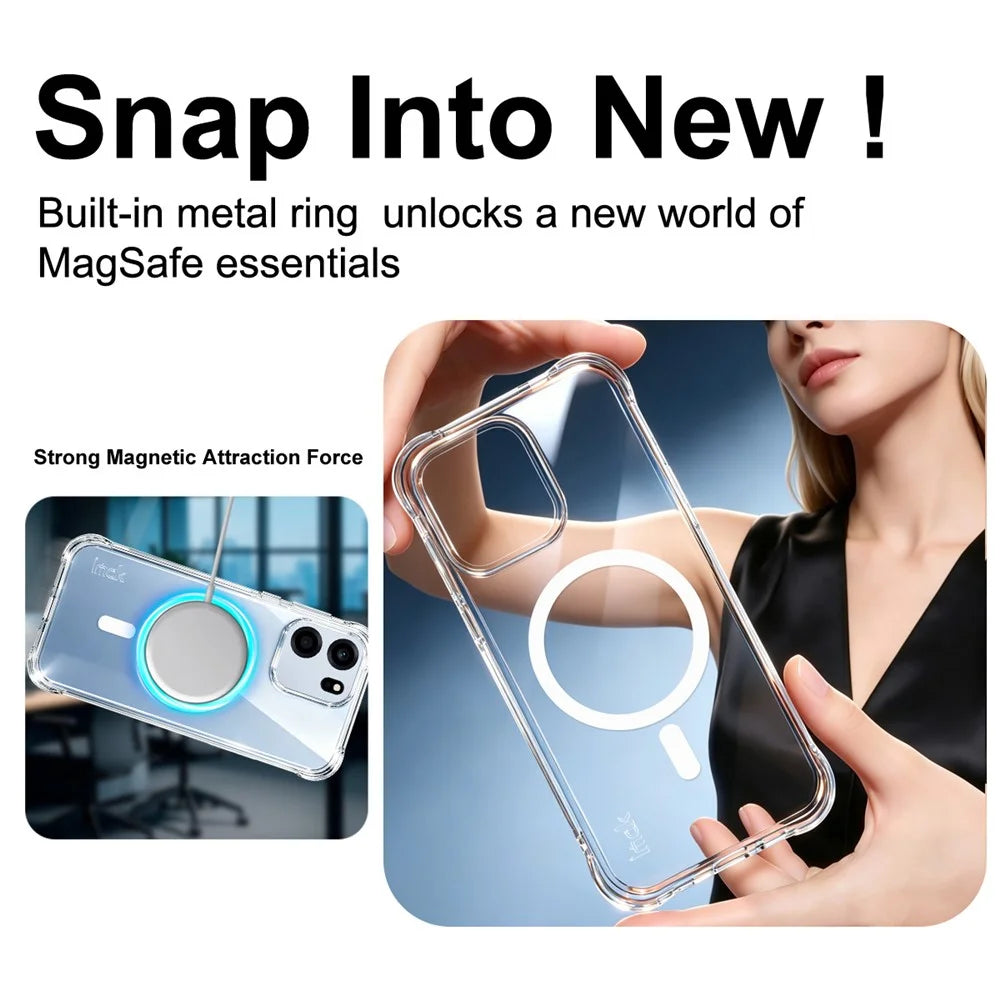 IMAK for OnePlus Nord CE6 5G Magnetic Case Airbag Shockproof Protection TPU Phone Cover - Transparent - 5