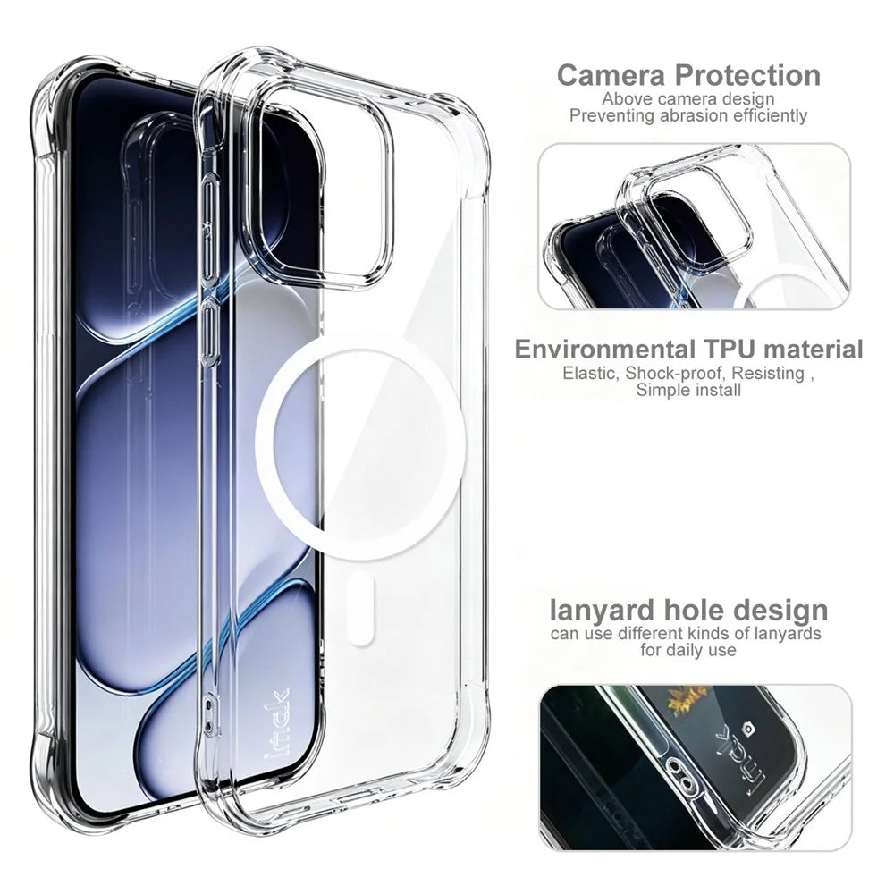 IMAK for OnePlus Nord CE6 5G Magnetic Case Airbag Shockproof Protection TPU Phone Cover - Transparent - 7
