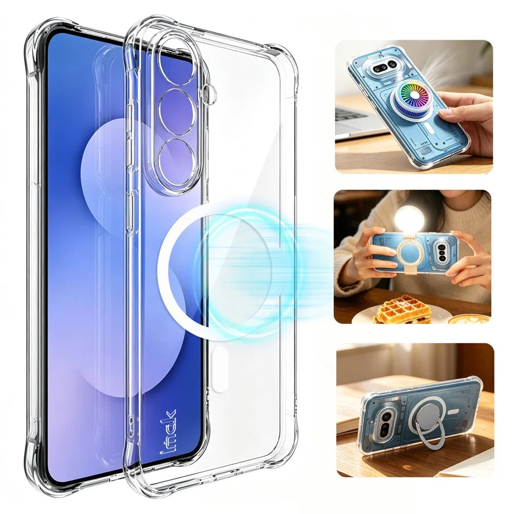 IMAK for Samsung Galaxy S26 FE Magnetic Case Airbag Shockproof Protection TPU Phone Cover - Transparent - 4
