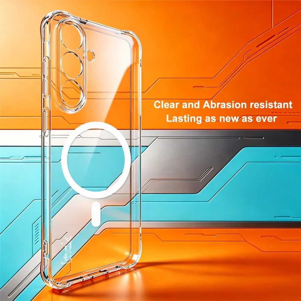 IMAK for Samsung Galaxy S26 FE Magnetic Case Airbag Shockproof Protection TPU Phone Cover - Transparent - 5