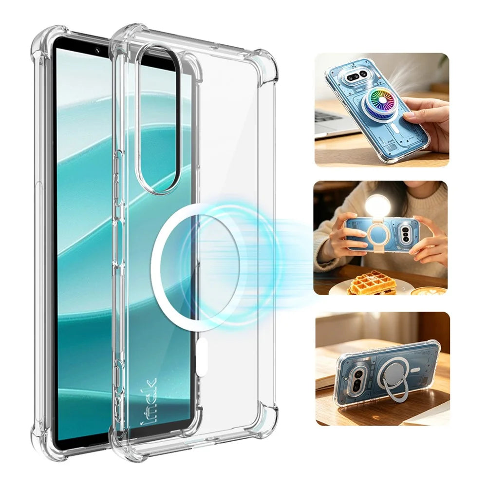 IMAK for Sony Xperia 1 VII Magnetic Case Airbag Shockproof Protection TPU Phone Cover - Transparent - 4