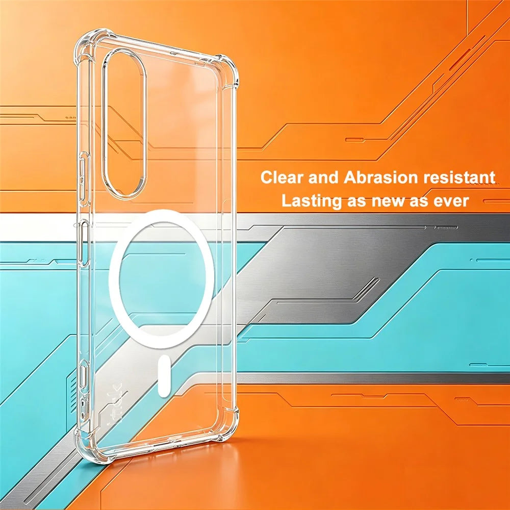 IMAK for Sony Xperia 1 VII Magnetic Case Airbag Shockproof Protection TPU Phone Cover - Transparent - 5