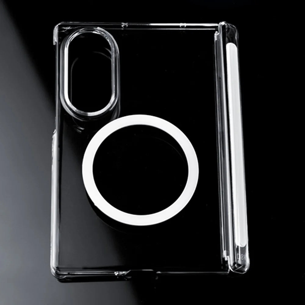 For Samsung Galaxy Z Fold8 Magnetic Case Dual Axis Hinge Protection UV Clear PC Phone Cover - Transparent - 2