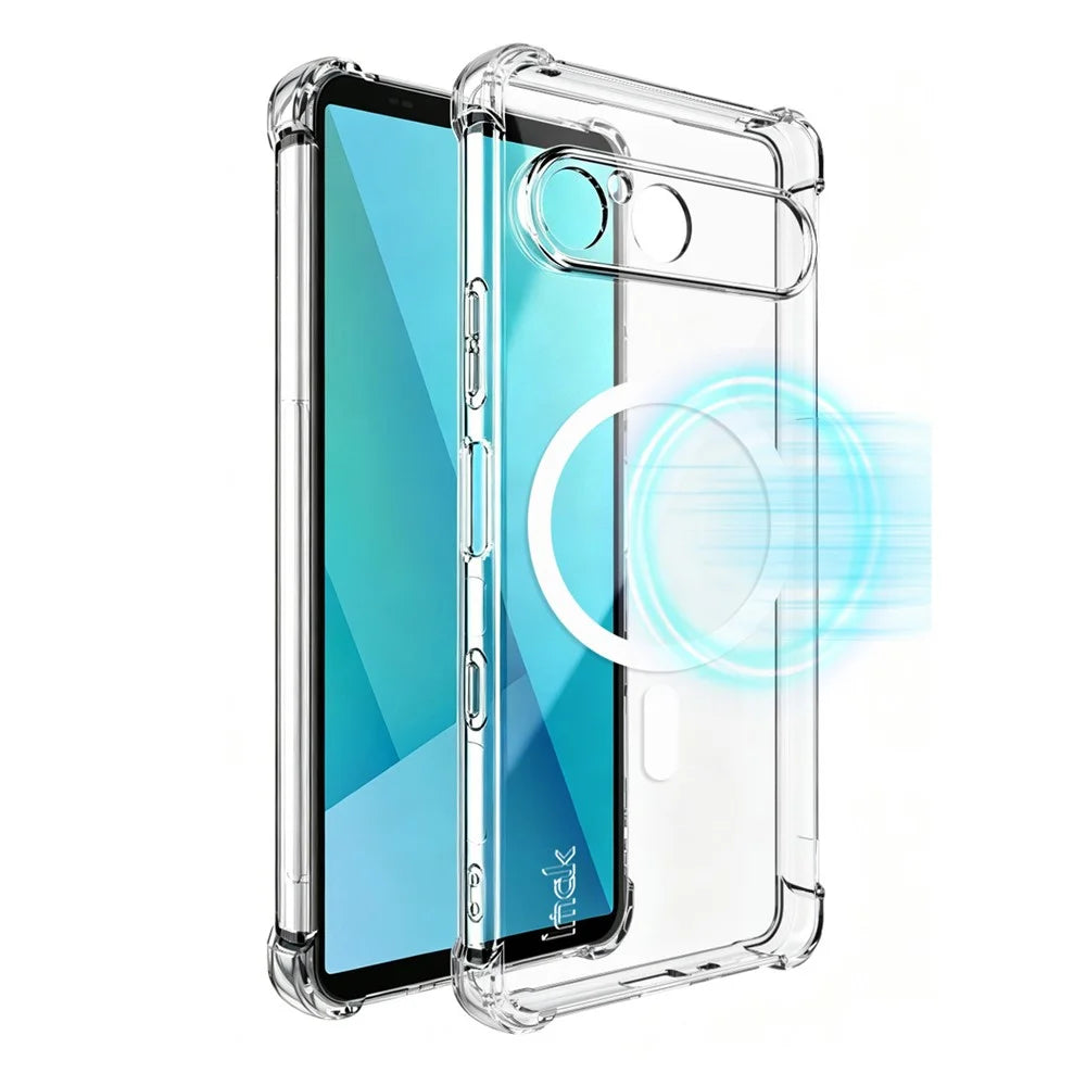 IMAK for Sony Xperia 10 VII Magnetic Case Airbag Shockproof Protection TPU Phone Cover - Transparent - 1