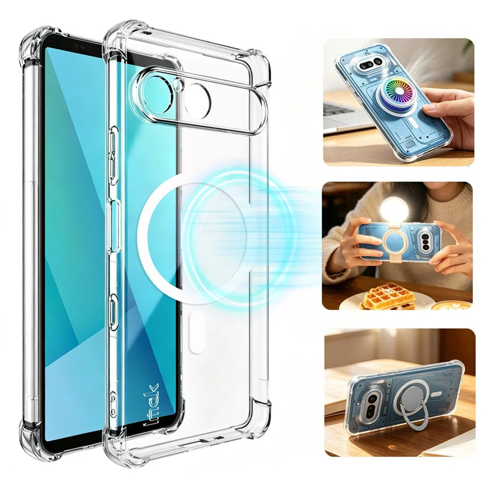 IMAK for Sony Xperia 10 VII Magnetic Case Airbag Shockproof Protection TPU Phone Cover - Transparent - 4