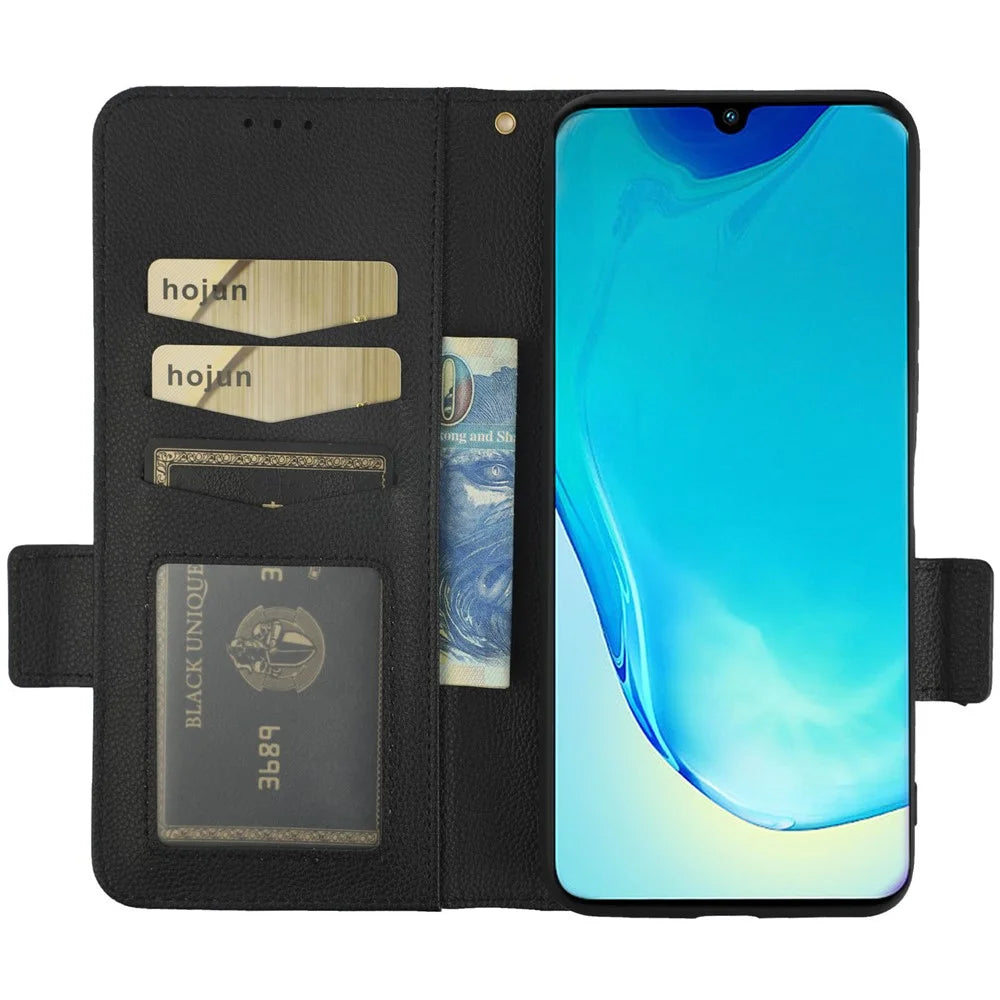 For vivo V25 5G / V25e 4G / X80 Lite 5G Litchi Texture Wallet Phone Case PU Leather Flip Stand Dual Magnetic Clasp Protective Cover with Strap - Black - 2