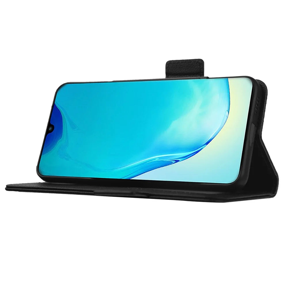 For vivo V25 5G / V25e 4G / X80 Lite 5G Litchi Texture Wallet Phone Case PU Leather Flip Stand Dual Magnetic Clasp Protective Cover with Strap - Black - 3