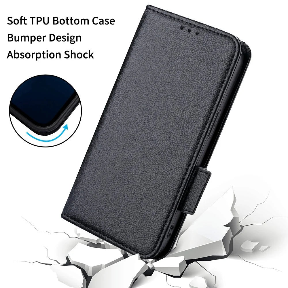 For vivo V25 5G / V25e 4G / X80 Lite 5G Litchi Texture Wallet Phone Case PU Leather Flip Stand Dual Magnetic Clasp Protective Cover with Strap - Black - 5
