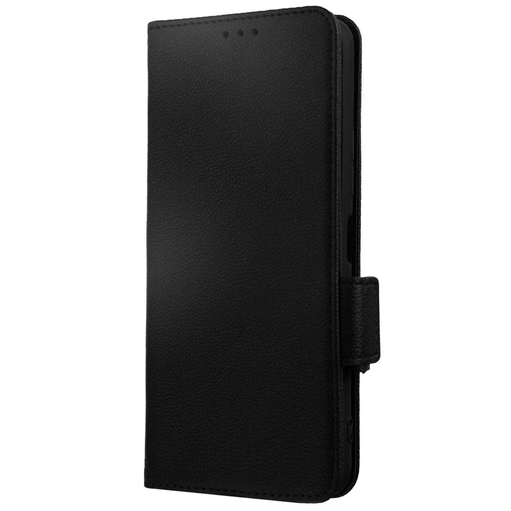 For vivo V25 5G / V25e 4G / X80 Lite 5G Litchi Texture Wallet Phone Case PU Leather Flip Stand Dual Magnetic Clasp Protective Cover with Strap - Black - 6