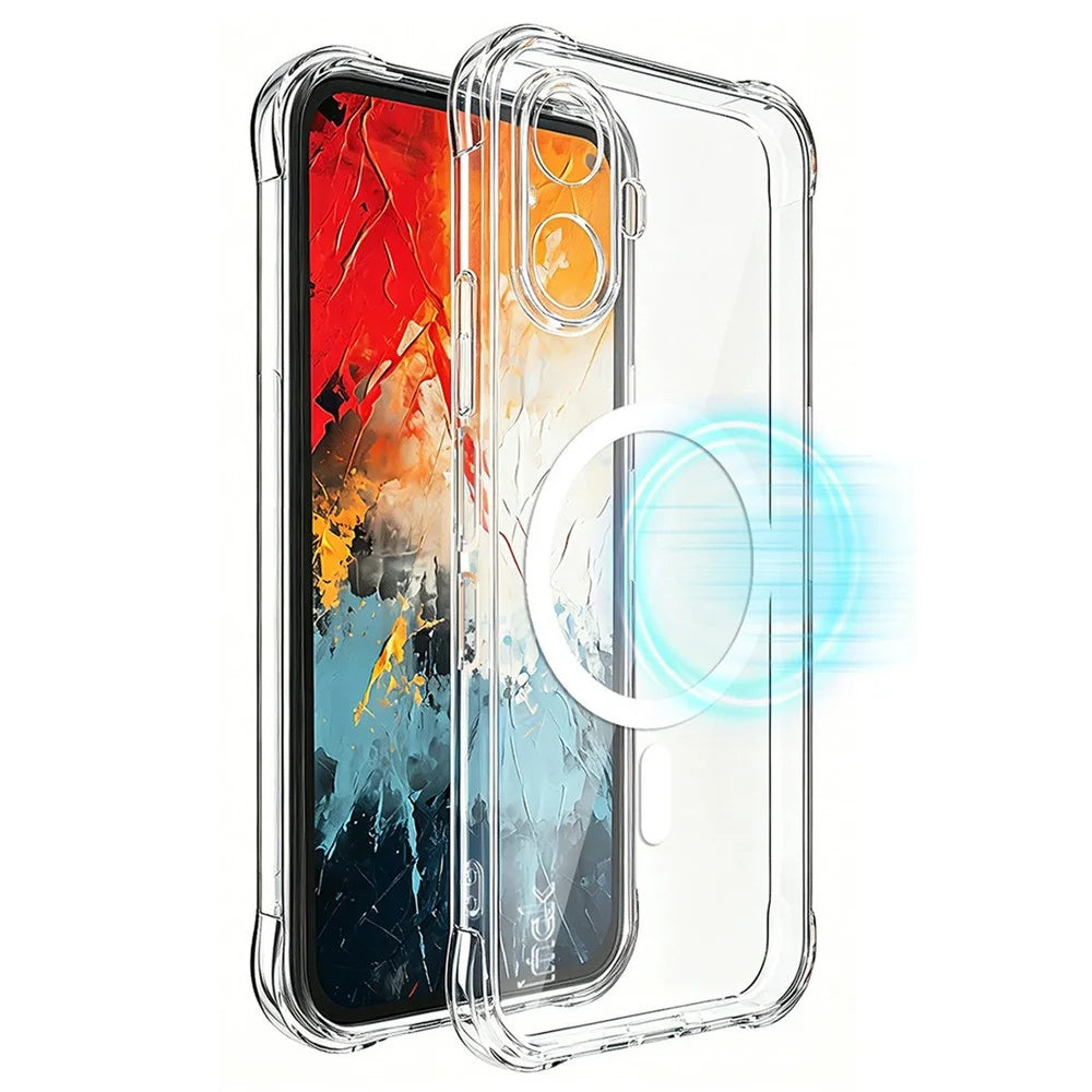 IMAK for TCL K70 Nxtpaper 5G Magnetic Case Airbag Shockproof Protection TPU Phone Cover - Transparent - 1