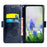 For iPhone 14 Pro Max Wallet Phone Case Waxy Texture Imprinted Flower Anti-Scratch Folio Cover PU Leather Stand Shell - Blue - 2