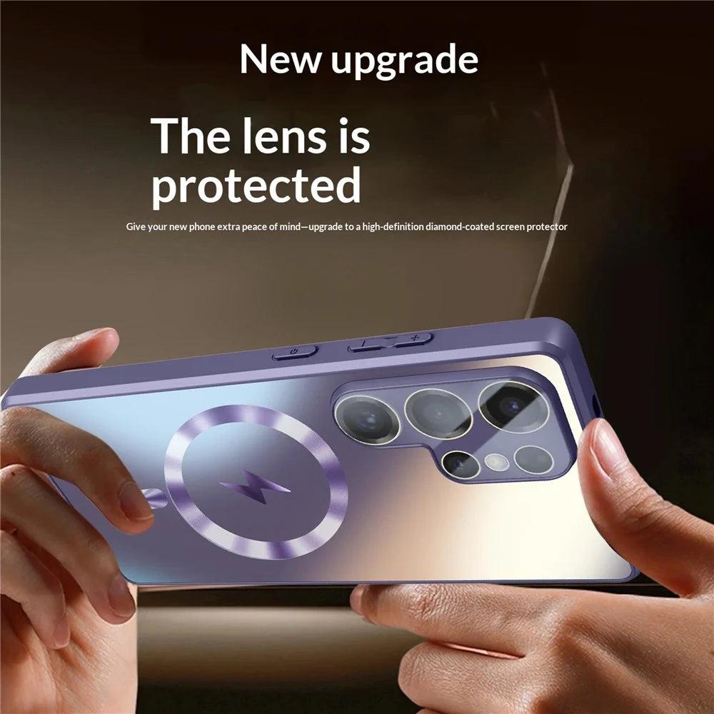 For Samsung Galaxy S23 Ultra Magnetic Case AG Matte Camera Protection TPU Phone Cover - Dark Purple - 2