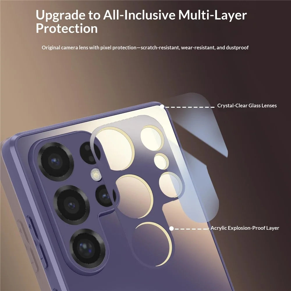 For Samsung Galaxy S23 Ultra Magnetic Case AG Matte Camera Protection TPU Phone Cover - Dark Purple - 5