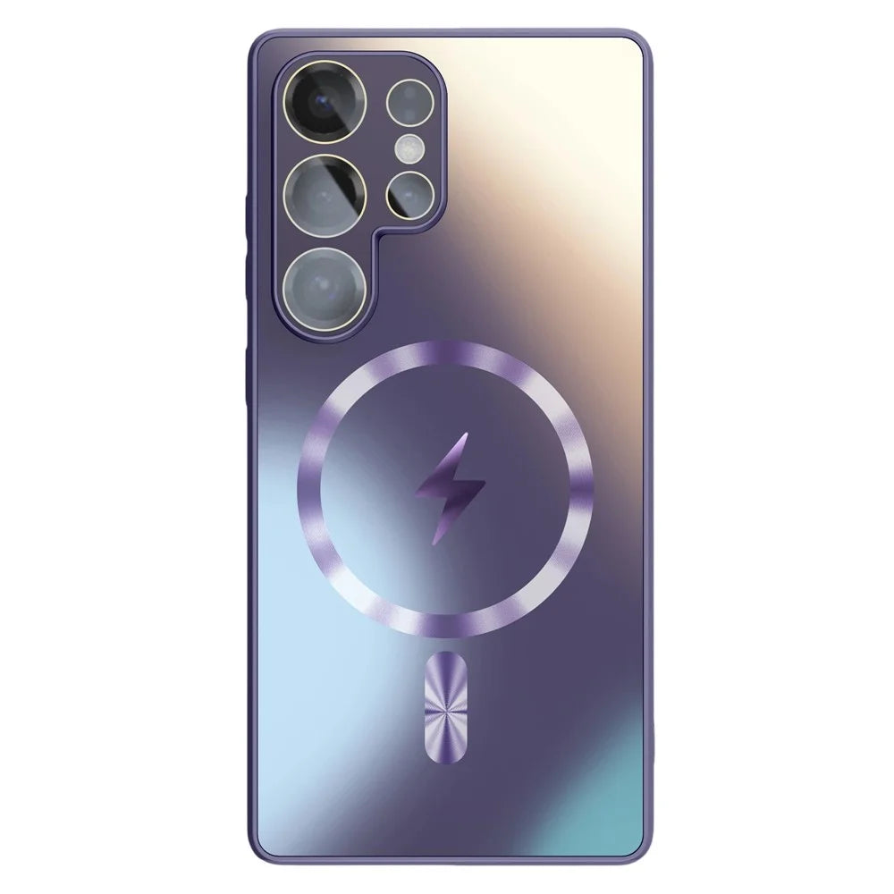 For Samsung Galaxy S25 Ultra Magnetic Case AG Matte Camera Protection TPU Phone Cover - Dark Purple - 1