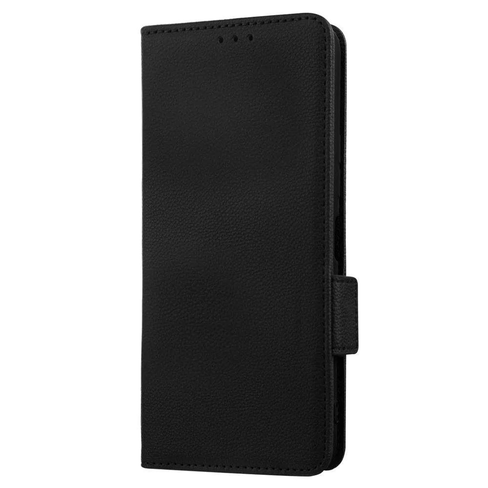 For vivo Y22 4G / Y22s 4G / Y35 4G (2022) Magnetic Phone Cover Litchi Texture Wallet Adjustable Stand PU Leather Flip Phone Case with Strap - Black - 6
