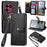 For Sony Xperia 1 VIII Case RFID Blocking Zipper Pocket Leather Wallet Phone Cover with Strap - Black - 1