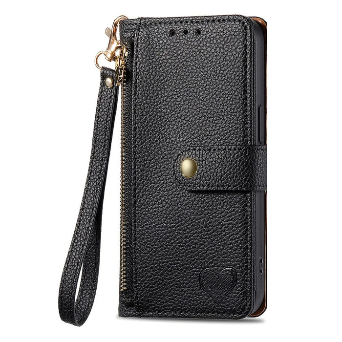 For Sony Xperia 1 VIII Case RFID Blocking Zipper Pocket Leather Wallet Phone Cover with Strap - Black - 7