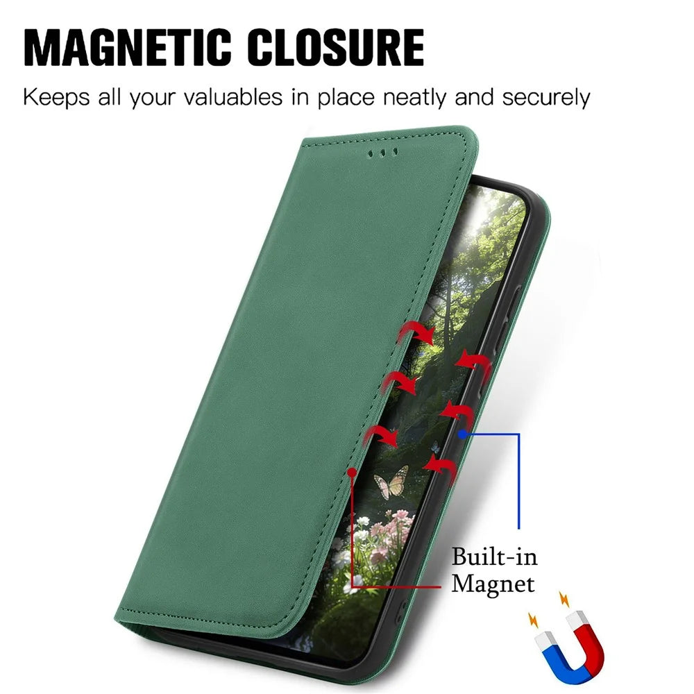 For Sony Xperia 1 VIII Leather Case with Card Holder Magnetic Absorption Phone Cover - Green - 4