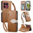 For Sony Xperia 1 VIII Stand Case Leaf Shape Magnetic Clasp Leather Phone Cover with Hand Strap - Brown - 1