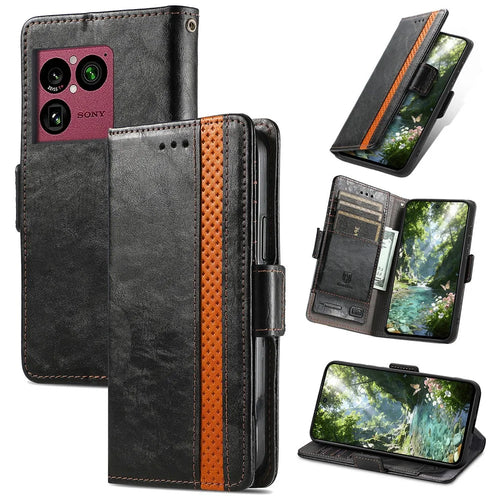CASENEO For Sony Xperia 1 VIII Phone Cases PU Leather Cover Stand with RFID Blocking Wallet - Black - 1