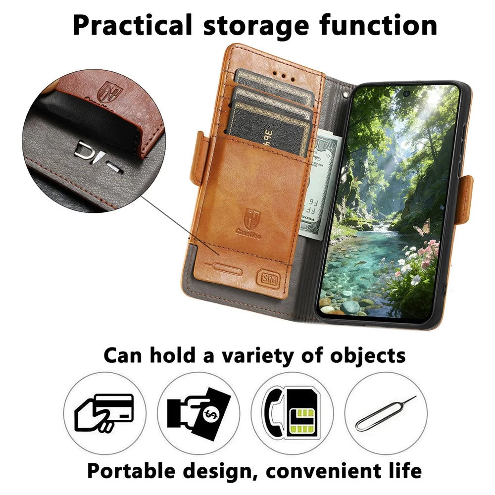 CASENEO For Sony Xperia 1 VIII Phone Cases PU Leather Cover Stand with RFID Blocking Wallet - Black - 7