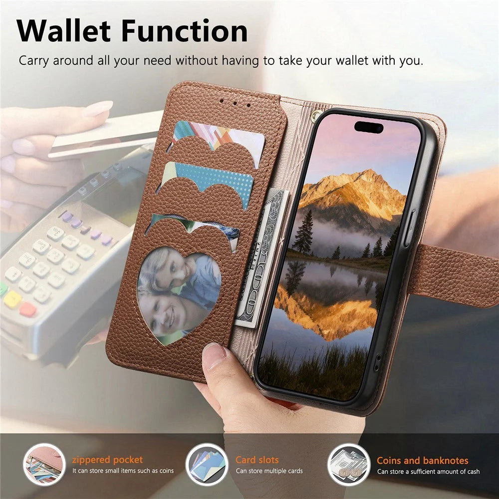 For Sony Xperia 1 VIII Case Zipper Pocket TPU PU Leather Wallet Phone Cover with Strap - Brown - 4