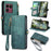 For Sony Xperia 1 VIII Case Zipper Wallet Geometry Lines Leather Phone Cover with Strap - Green - 1