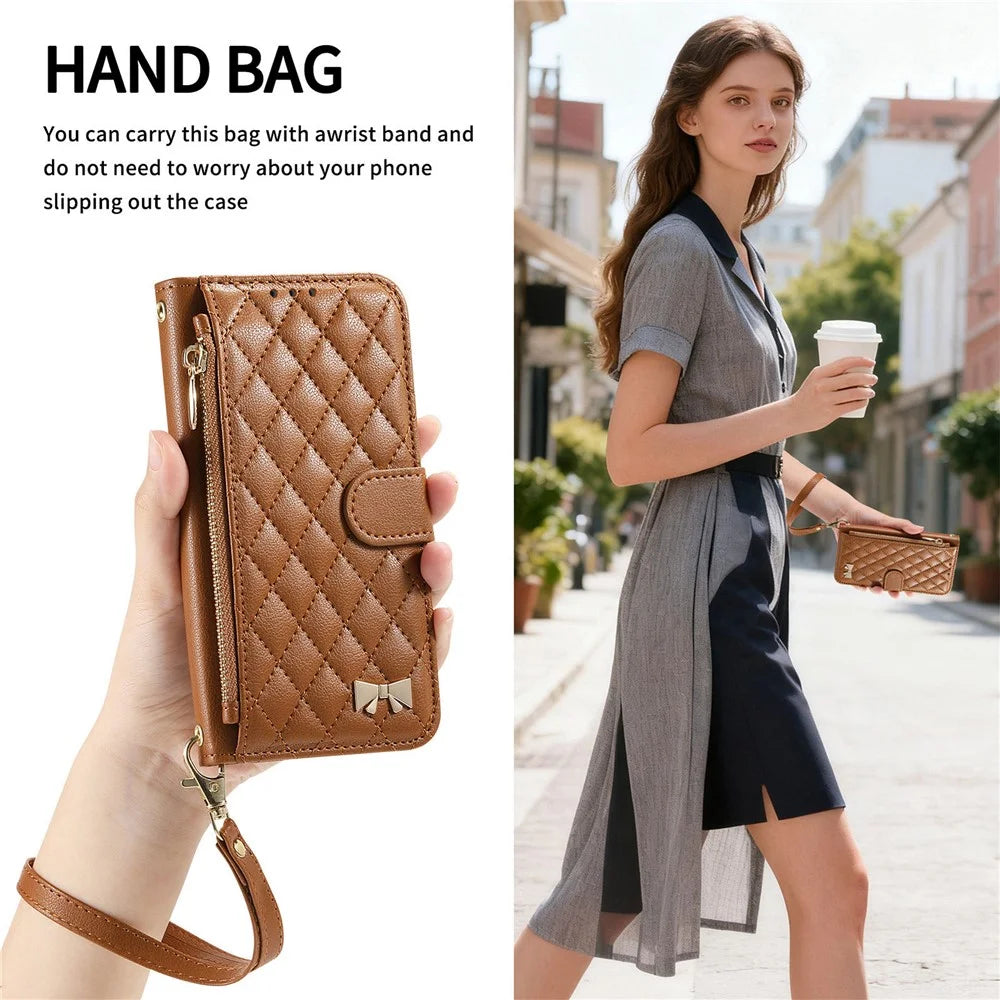 For Sony Xperia 1 VIII Stand Case Imprint TPU PU Leather Zipper Pocket Wallet Phone Cover with Strap - Brown - 7